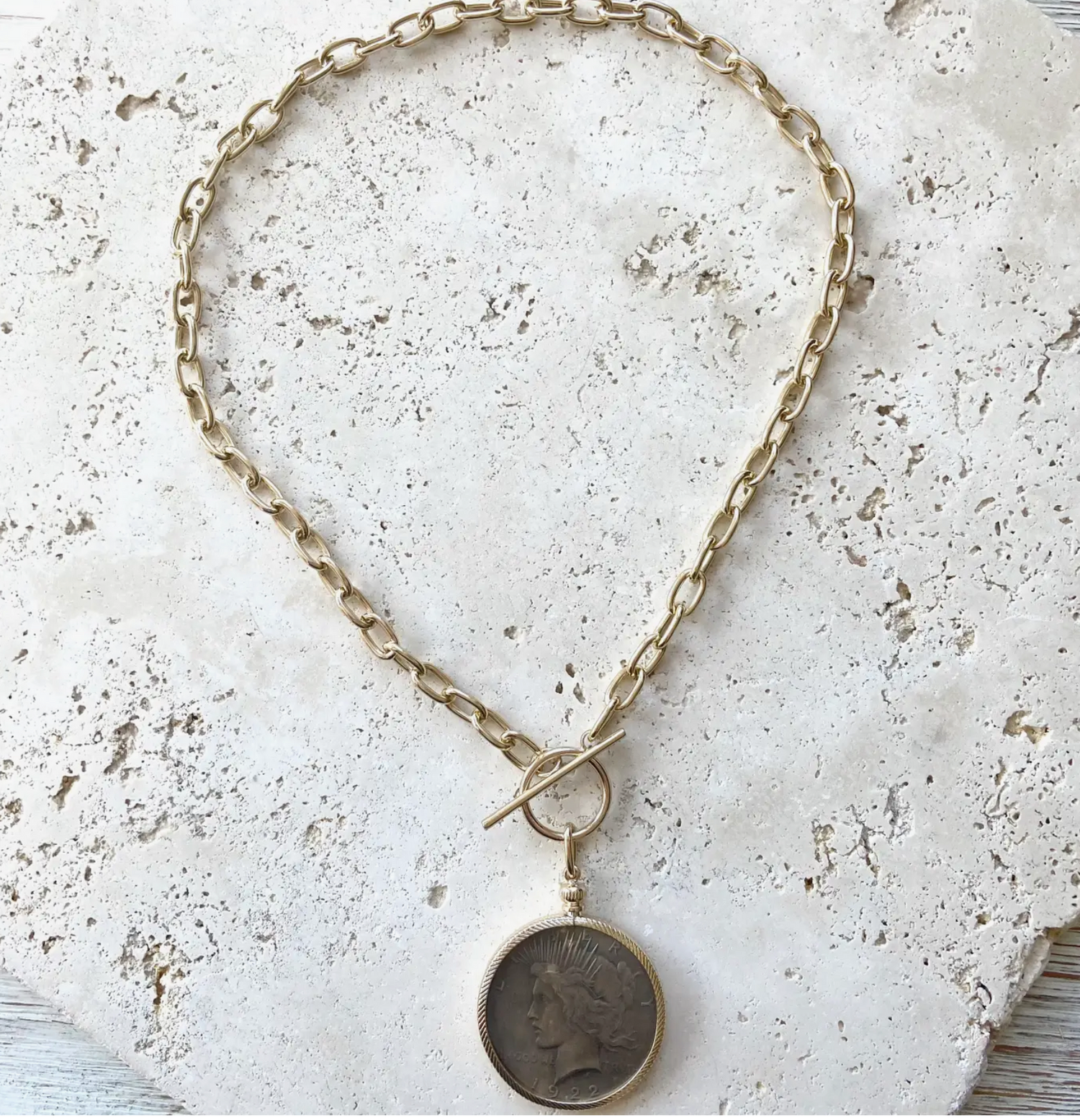 Gold Chain with coin medallion necklace