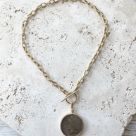 Gold Chain with coin medallion necklace