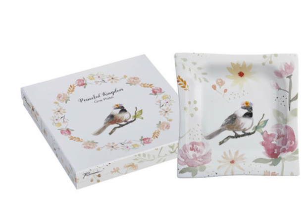 Charming peaceful kingdom small floral tray with bird