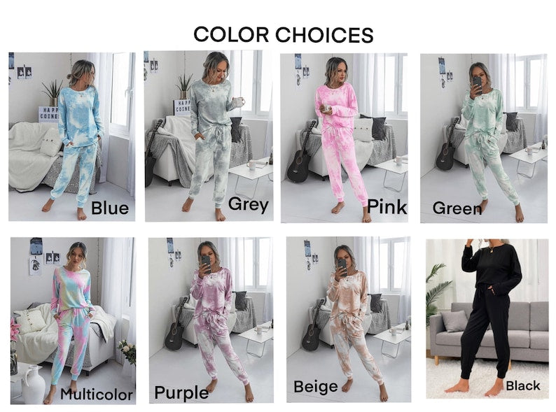 Women's Thermal Tie Dye Pajama Set - Customizable: You Pick Colors