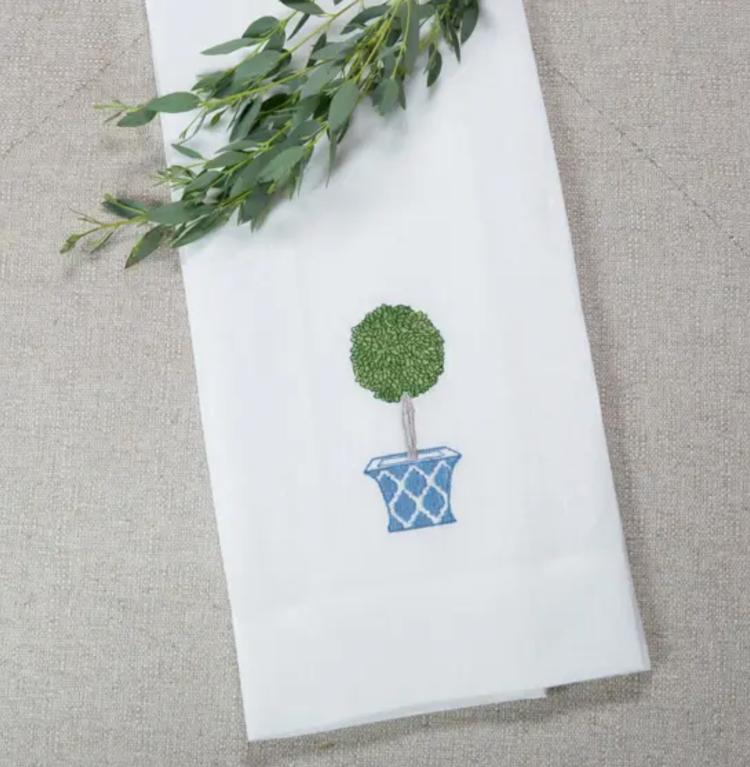 Topiary linen towel 