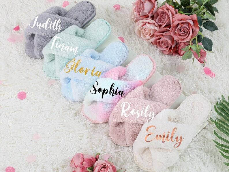 Personalized Custom Slipper For Bridesmaid, Bride, Shower Gift or Party Favor