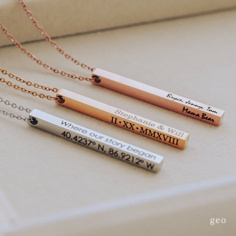 Personalized Handmade Custom Coordinate Necklace -ideal gift idea