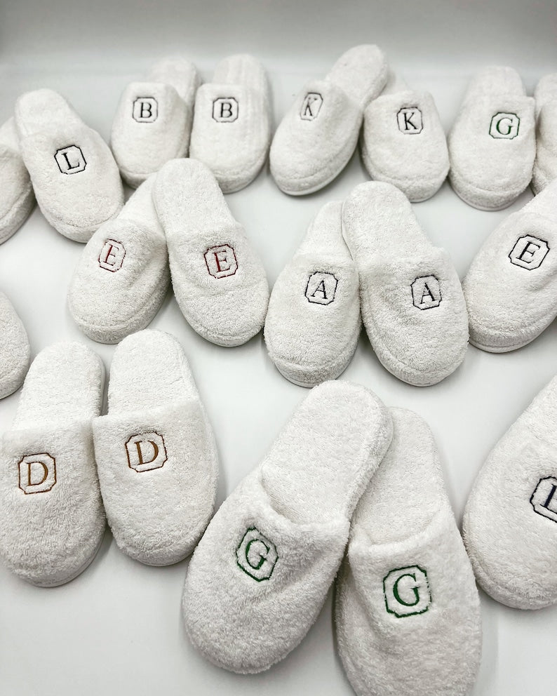 Personalized Turkish Terry Slippers, Spa Soft Plush Comfortable Lounging, 100% Turkish Terry Cotton, Gift for Her and Him