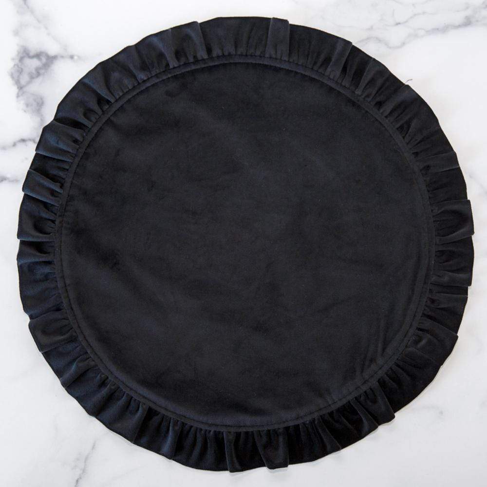 Velvet Round Placemat with Ruffle - Gal Pal Goods-black